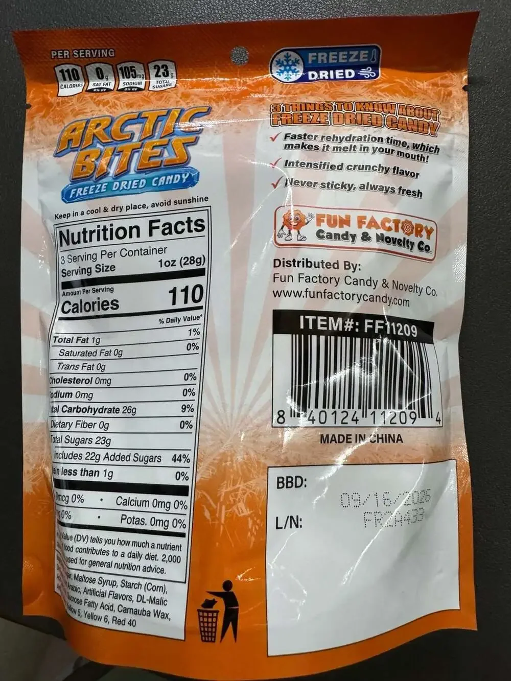 Arctic Bites Freeze Dried Candy Orange Bursts 3oz